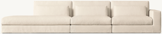Lugano Slipcovered 3-piece Sofa with Left Open Chaise