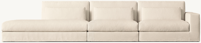 Lugano Slipcovered 3-piece Sofa with Left Open Chaise