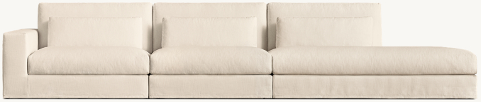 Lugano Slipcovered 3-piece Sofa with Right Open Chaise