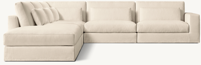 Lugano Slipcovered 5-piece Left-Arm L-Sectional with Open Chaise