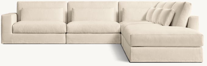 Lugano Slipcovered 5-piece Right-Arm L-Sectional with Open Chaise