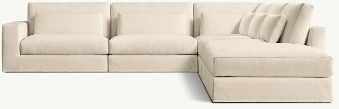 Lugano Slipcovered 5-piece Right-Arm L-Sectional with Open Chaise