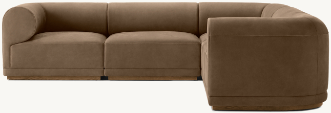 Front view of Bond Modular Leather 5-Piece Corner Sectional 