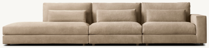 Lugano Leather 3-piece Sofa with Left Open Chaise