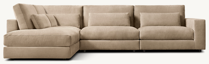 Lugano Leather 4-piece Left-Arm L-Sectional with Open Chaise