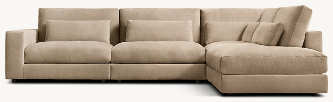 Lugano Leather 4-piece Right-Arm L-Sectional with Open Chaise