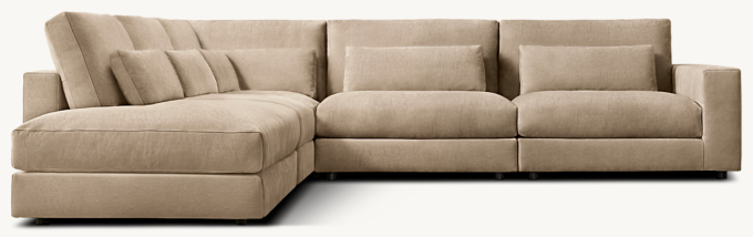 Lugano Leather 5-piece Left-Arm L-Sectional with Open Chaise