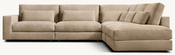 Lugano Leather 5-piece Right-Arm L-Sectional with Open Chaise