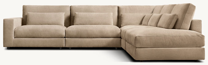 Lugano Leather 5-piece Right-Arm L-Sectional with Open Chaise