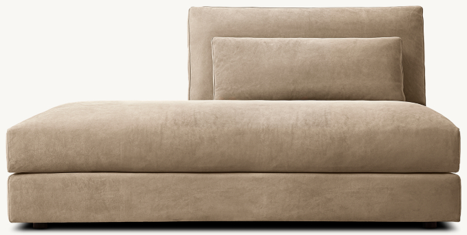 Classic chaise shown in Italian Veneto Smoke.