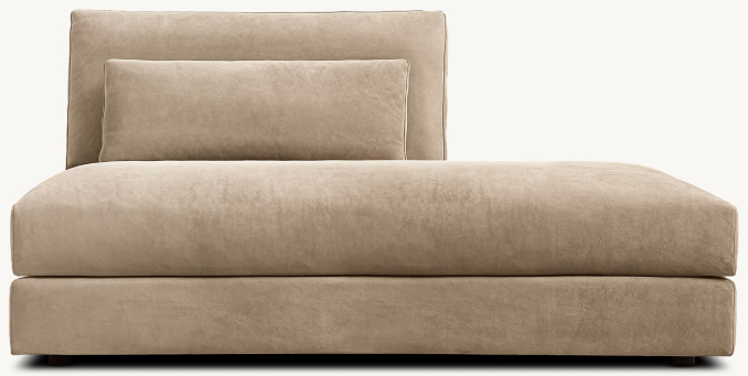Classic chaise shown in Italian Veneto Smoke.