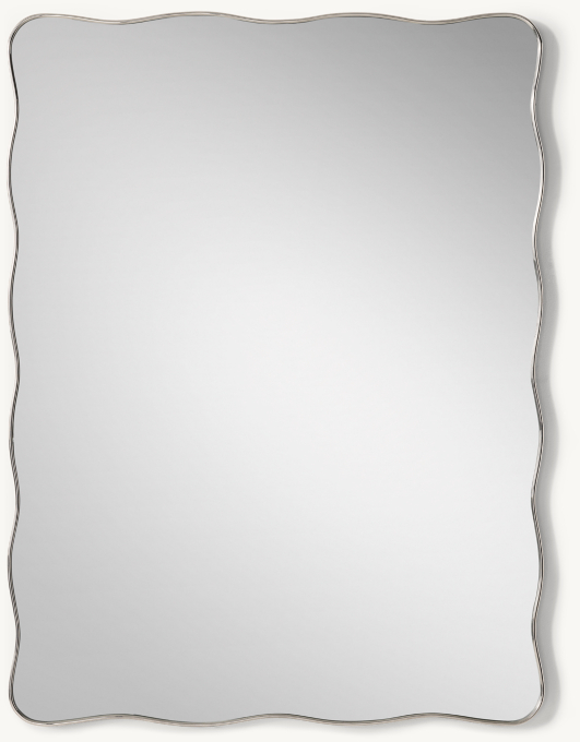 Italian Midcentury Metal Waved Mirror