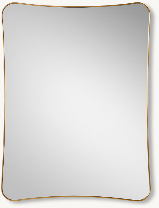 Italian Midcentury Metal Contoured Mirror