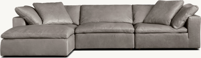 Cloud modulares 4-teiliges Anbausofa aus Leder mit Chaise und Armlehne links