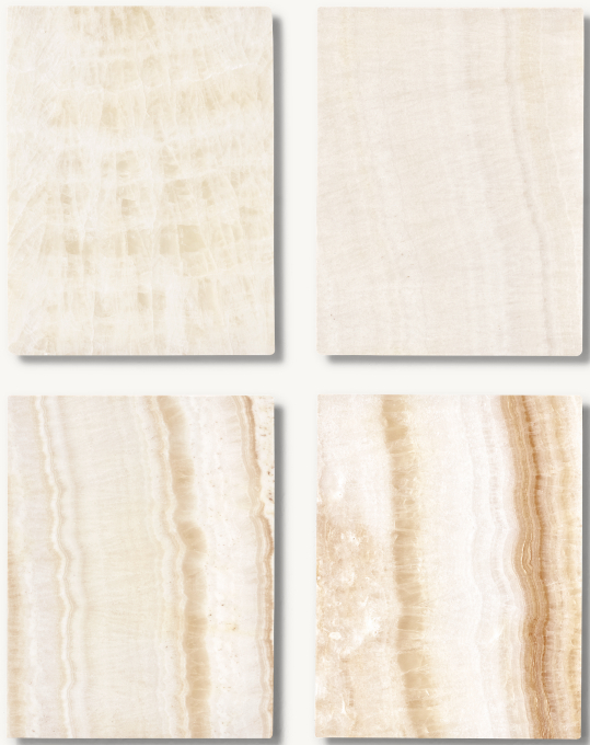 Shown in Ivory Onyx. Onyx tabletops will have distinctive veins, markings and color variations that are unique to each piece. No two are the same.