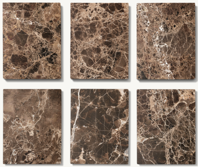 Shown in Brown Emperador Marble. Marble tabletops will have distinctive veins, markings and color variations that are unique to each piece. No two are the same.