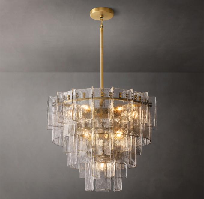 Lattice Clear Glass Tiered Round Chandelier 36\"