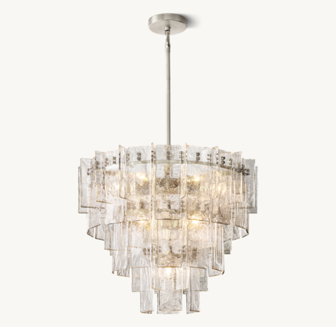 Lattice Clear Glass Tiered Round Chandelier 36\"
