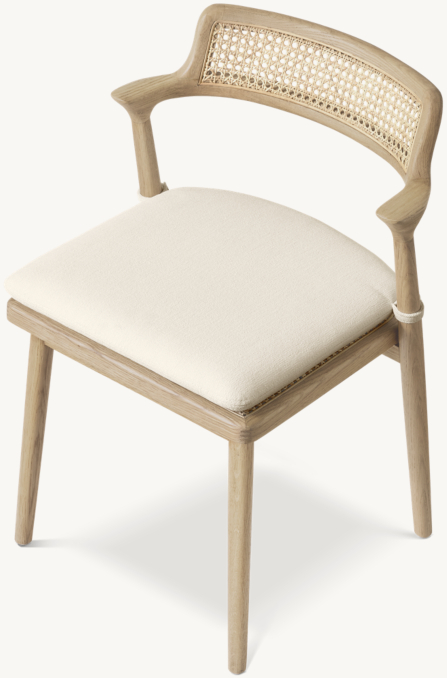 Three-Quarter High With Cushion view of Oskar Cane Dining Side Chair 