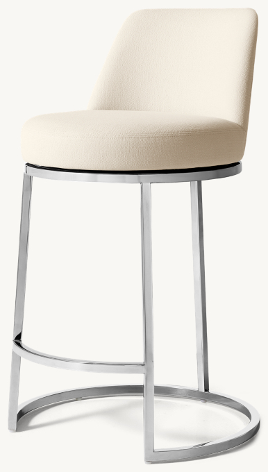 Emery Curved-Back Swivel Fabric Bar & Counter Stool