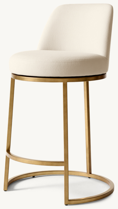 Emery Curved-Back Swivel Fabric Bar & Counter Stool