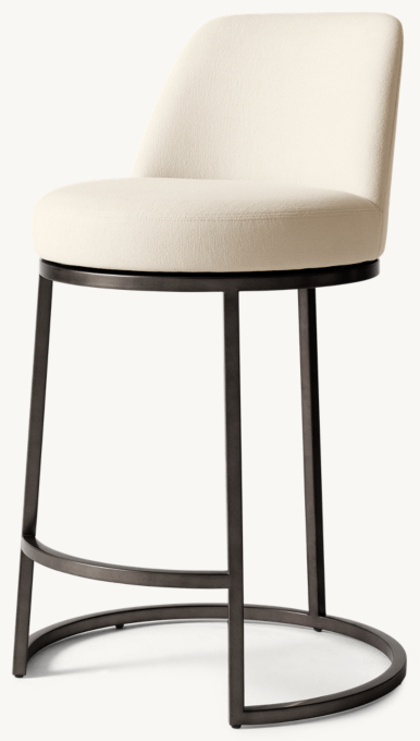 Emery Curved-Back Swivel Fabric Bar & Counter Stool