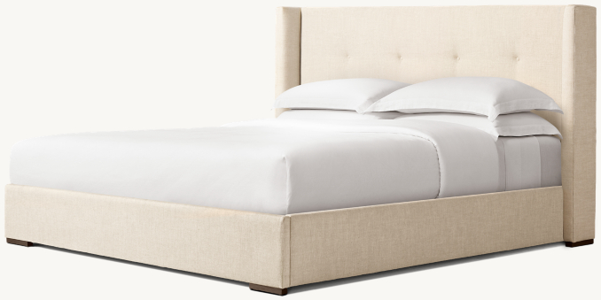 Three Quarter view of Lawson Fabric Box-Tufted Shelter Bed 