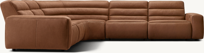In Stock Chelsea Recliner Modular Leather 5-piece Corner Sectional