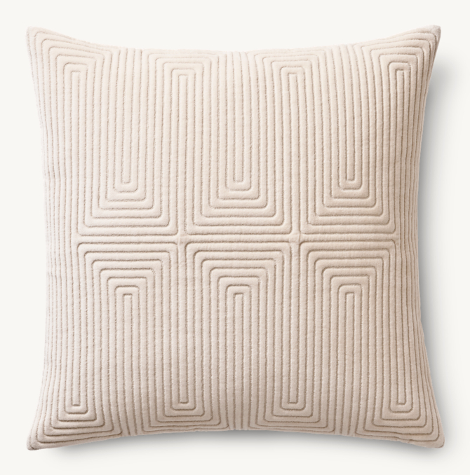 Vue en Hauteur - Coussin à Losanges Géométrique en Velours - Carré - Sable