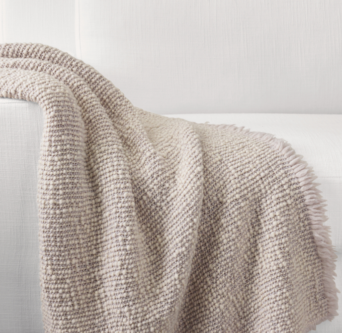 Italian Garment-Dyed Chunky Textured Wool Throw