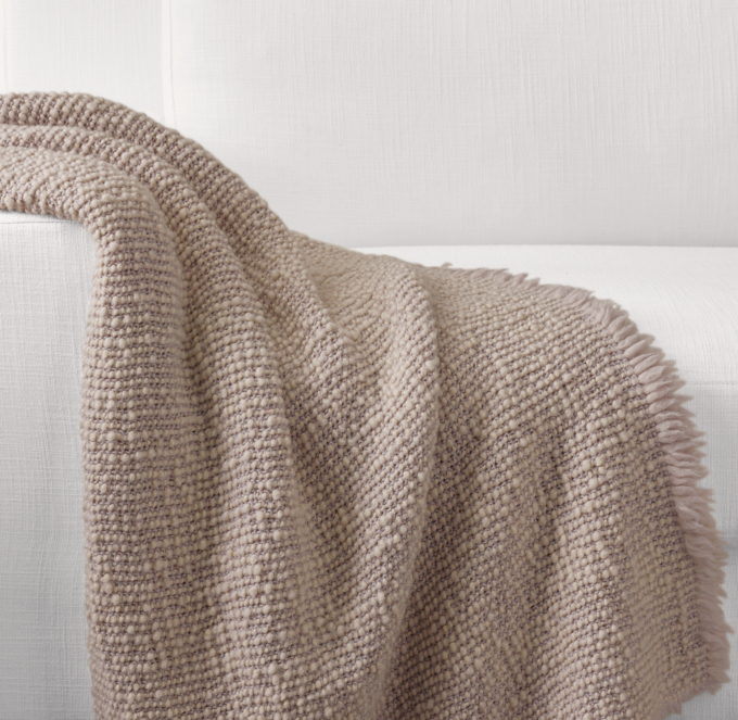 Italian Garment-Dyed Chunky Textured Wool Throw