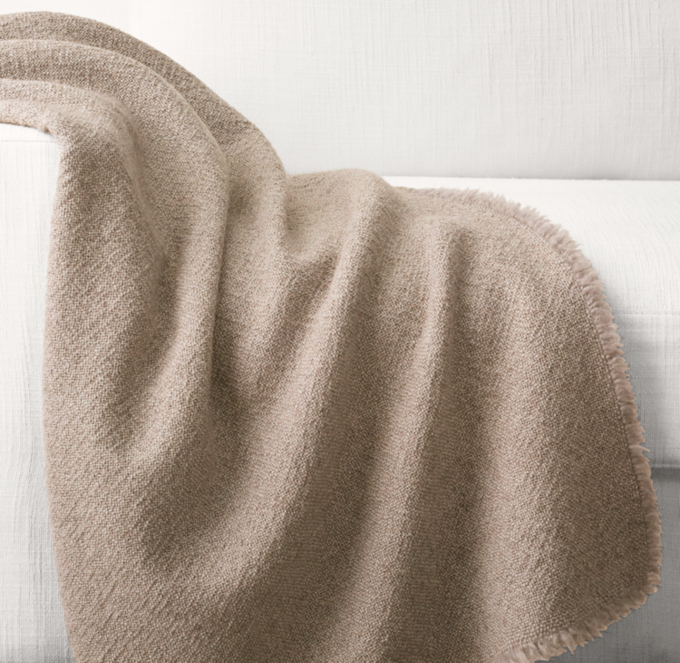 Italian Garment-Dyed Textured Wool Throw