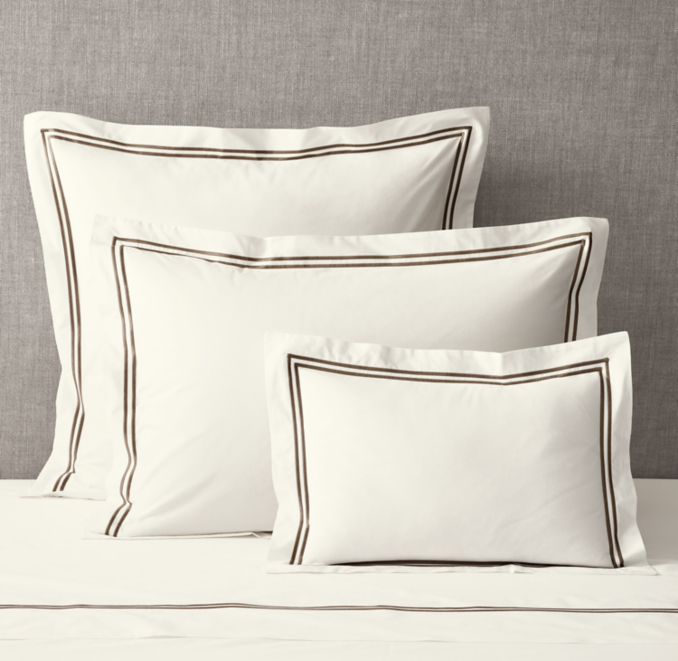 Front view of Italian Ivory Hotel Satin Flange Sham 