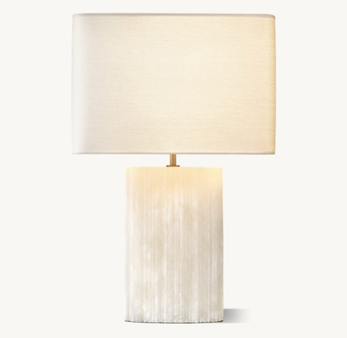 Tallado Alabaster Convex Accent Table Lamp