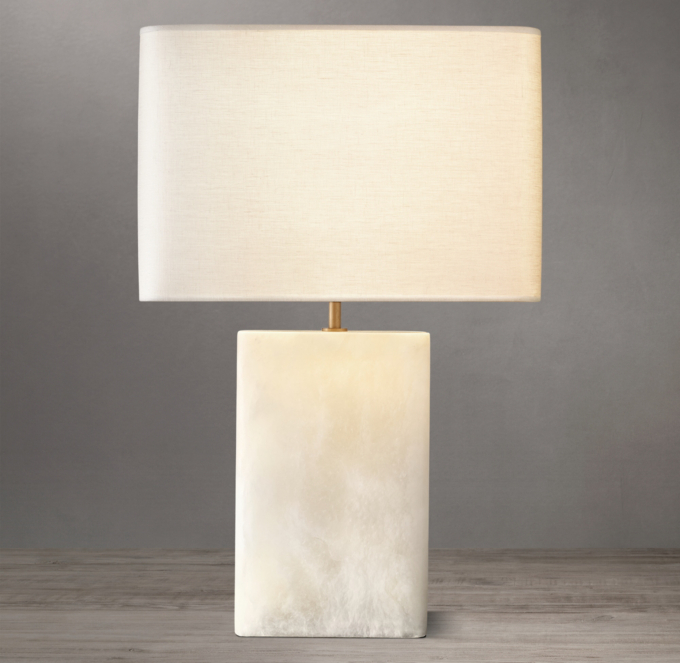 Tallado Alabaster Rectangular Table Lamp