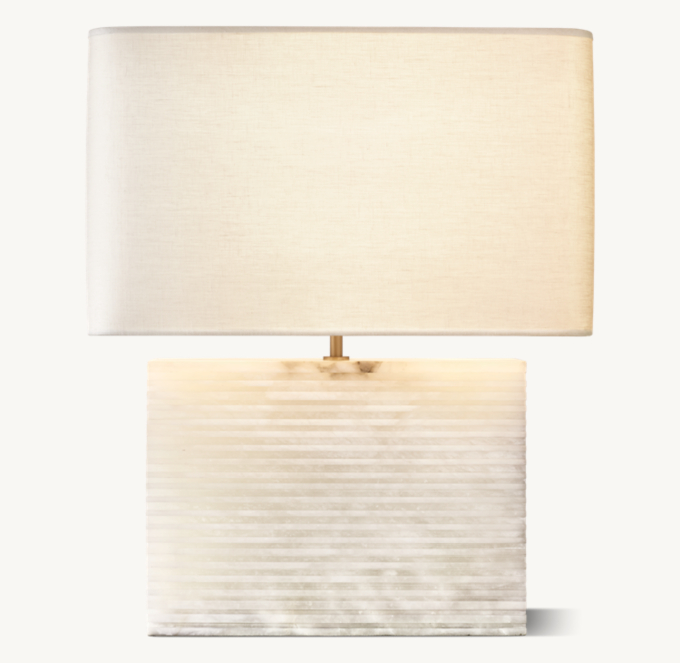 Tallado Alabaster Wide Rectangular Table Lamp