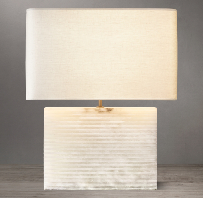 Tallado Alabaster Wide Rectangular Table Lamp