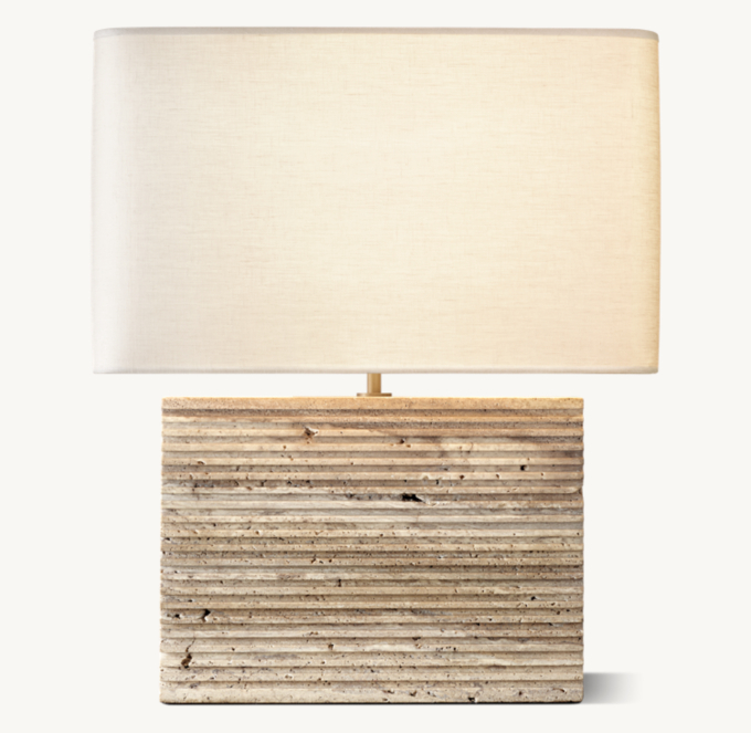 Tallado Tiziano Travertine Wide Rectangular Table Lamp