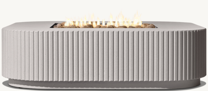 Reeded Plinth Square Fire Table