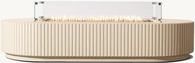 Reeded Plinth Rectangular Fire Table Glass