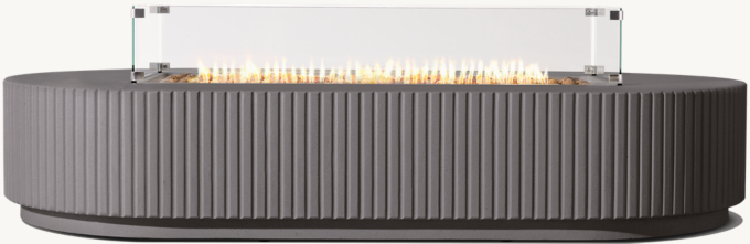 Reeded Plinth Rectangular Fire Table Glass