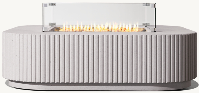 Reeded Plinth Square Fire Table Glass