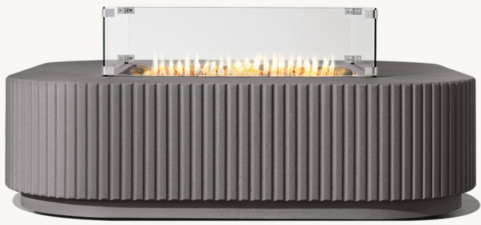Reeded Plinth Square Fire Table Glass
