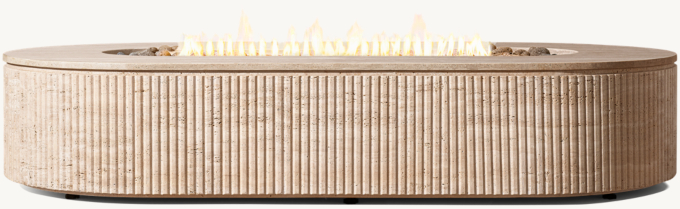 Byron Reeded Stone Rectangular Fire Table