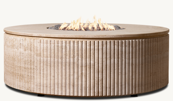Byron Reeded Stone Round Fire Table
