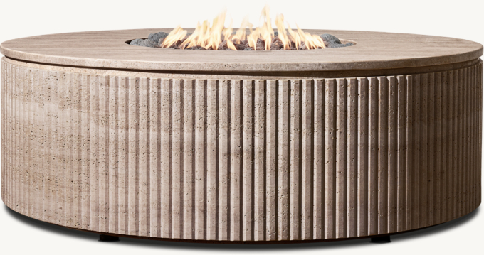 Byron Reeded Stone Round Fire Table