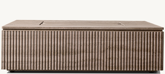 Byron Reeded Stone Square Fire Table Top