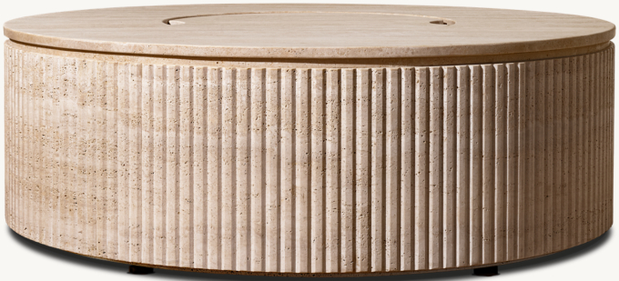 Byron Reeded Stone Round Fire Table Top