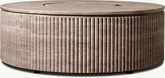 Byron Reeded Stone Round Fire Table Top