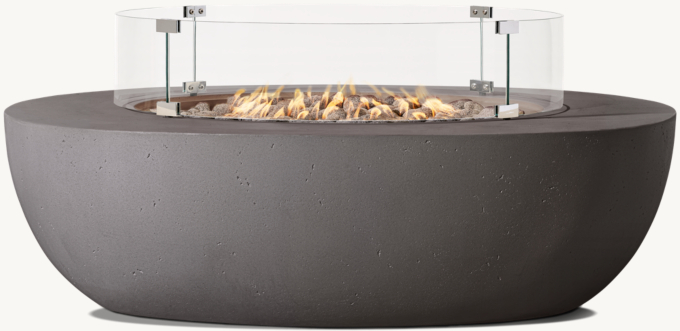 Obround Rounded Square Fire Table Glass